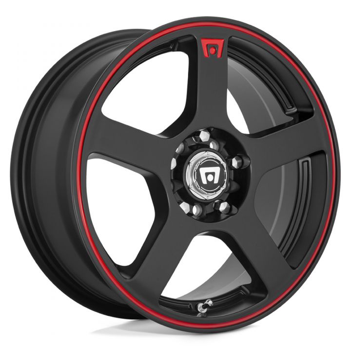 Motegi Racing<br>MR116 FS5 Matte Black Red Stripe (18x8)